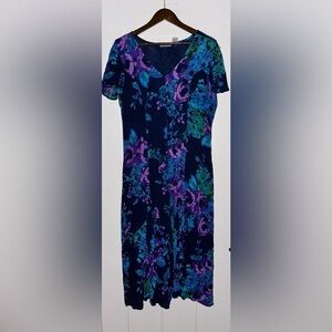 Draper’s & Damon’s Women Maxi Dress‎ Lined XL Blue Multicolor Floral Cottagecore